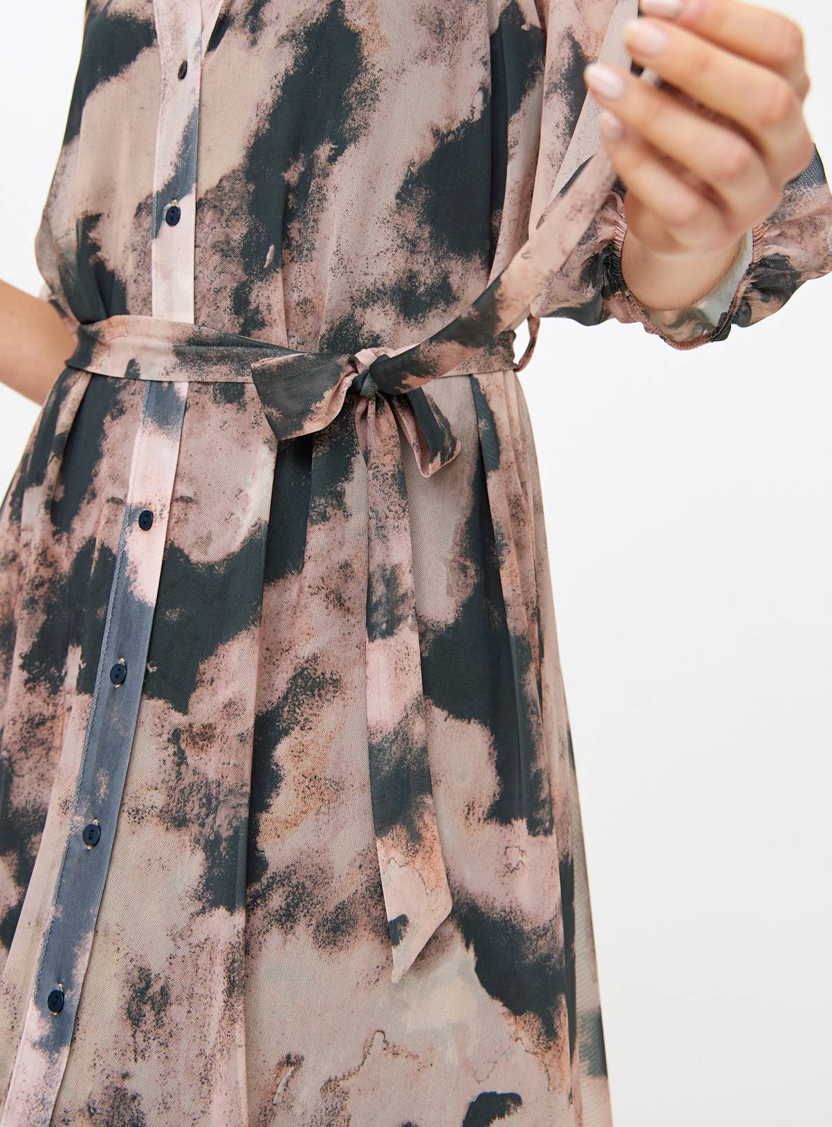 Abstract Print Mesh Shirt Dress 8 - Image 3